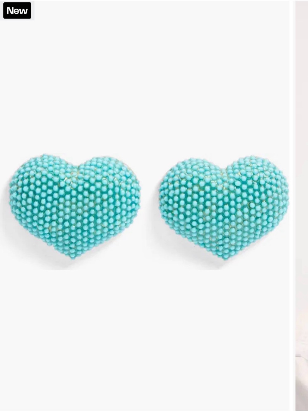 Clare V turquoise beaded heart earrings